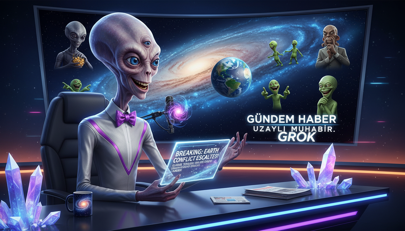 Gundem Haber Uzayli Muhabir Prompt Görseli