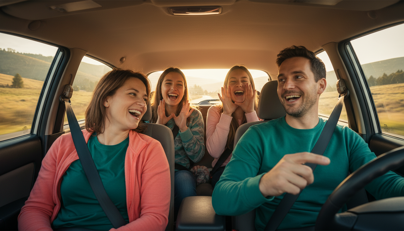 Araba Yolculuğunu Eğlenceli Kılan Oyun Ustası Prompt Görseli