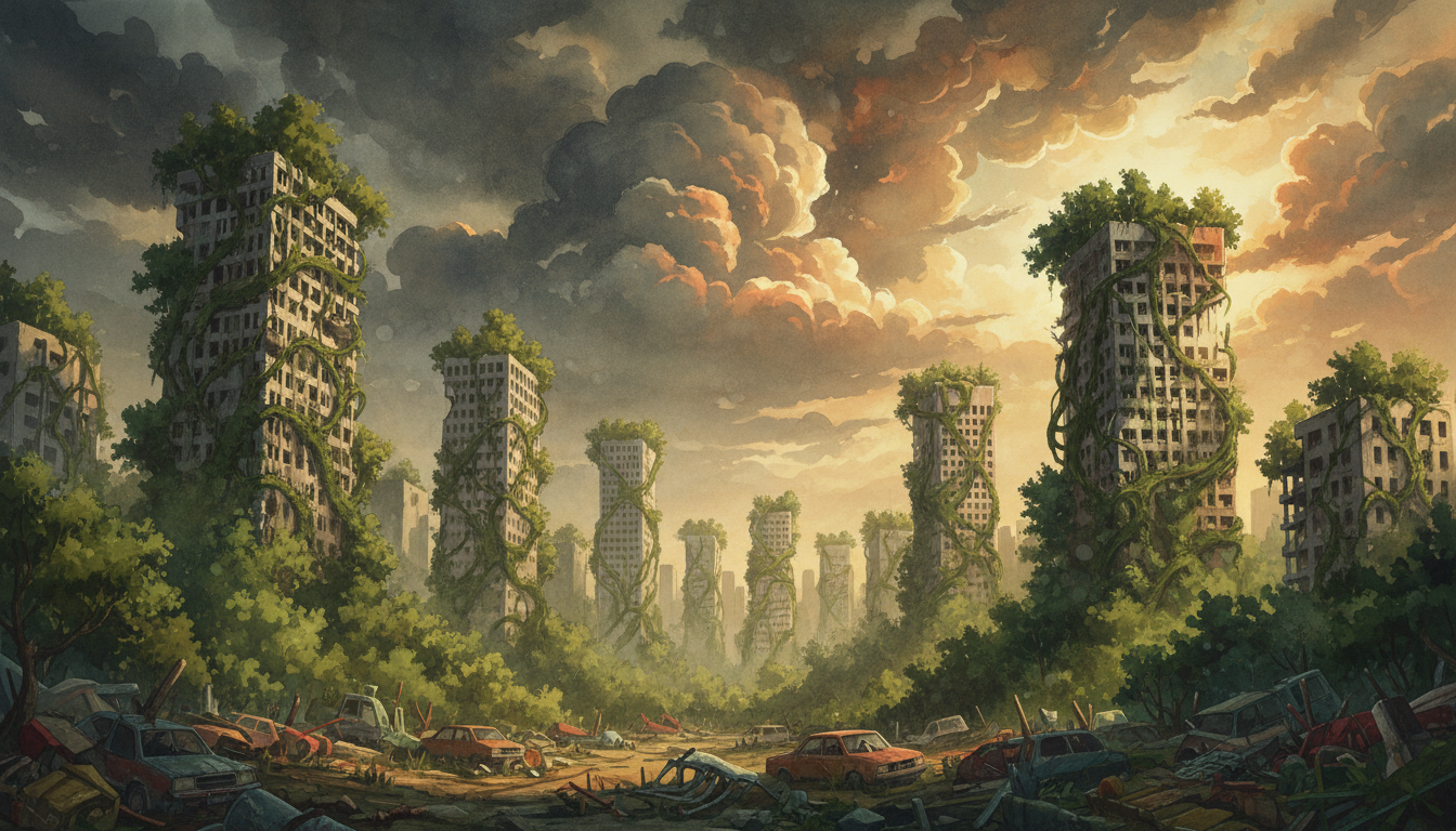 Kıyamet Sonrası Şehir Manzarası Görsel Üretimi Prompt Görseli