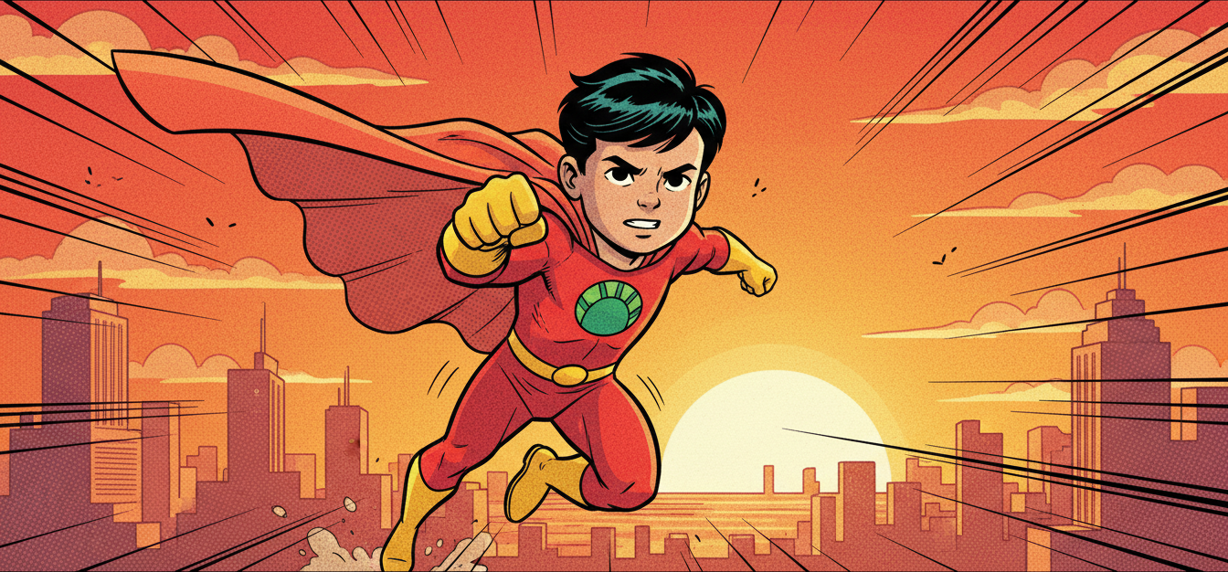 Çocuğu Çizgi Roman Süper Kahramana Dönüştür Prompt Görseli