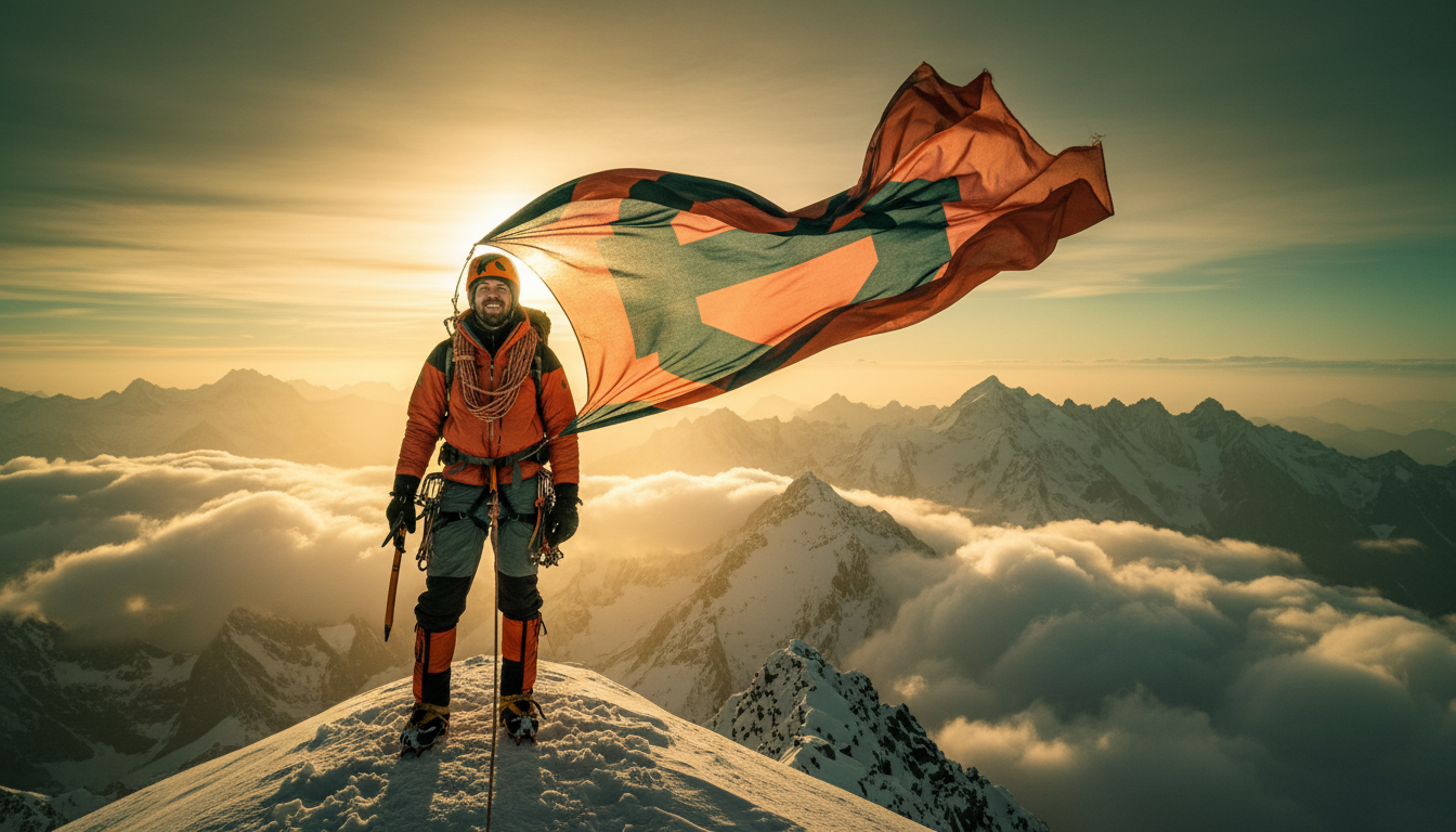 Everest Zirvesinde Dramatik Dağcı Portresi Prompt Görseli