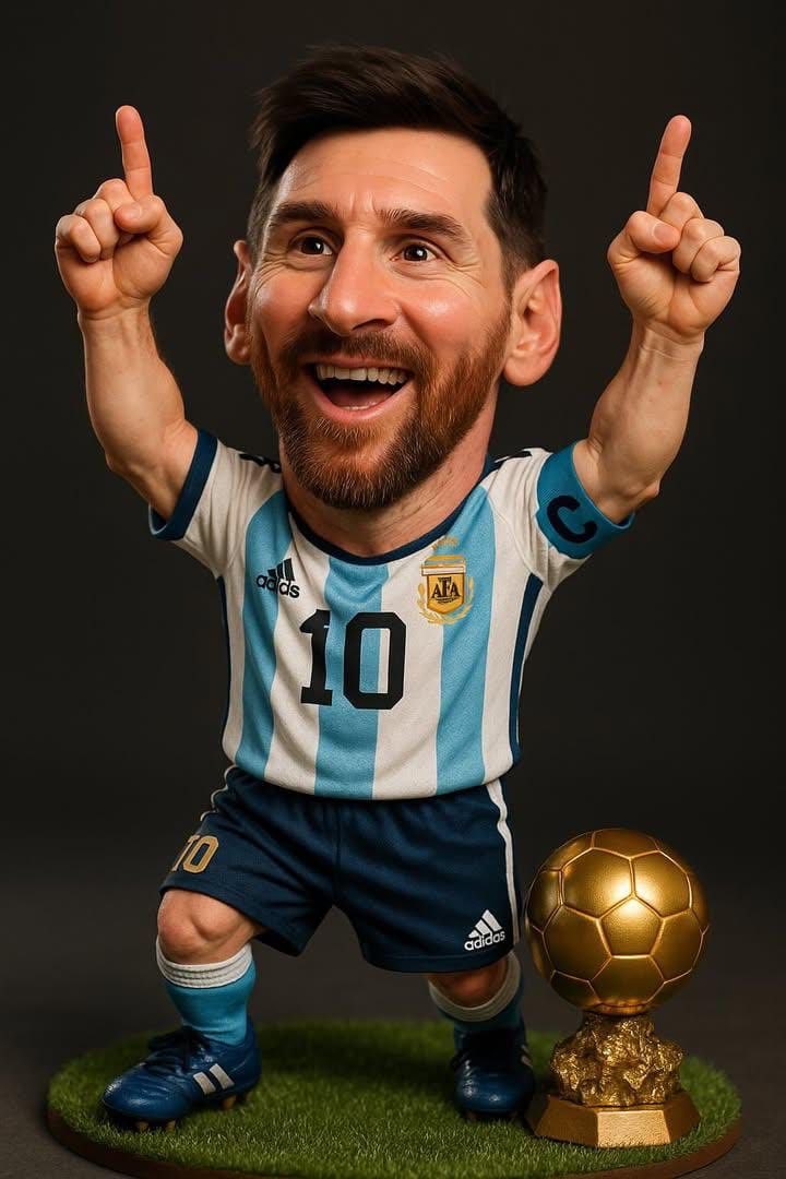 Efsane Futbolcu Karikatür Figürü Tasarımı Prompt Görseli