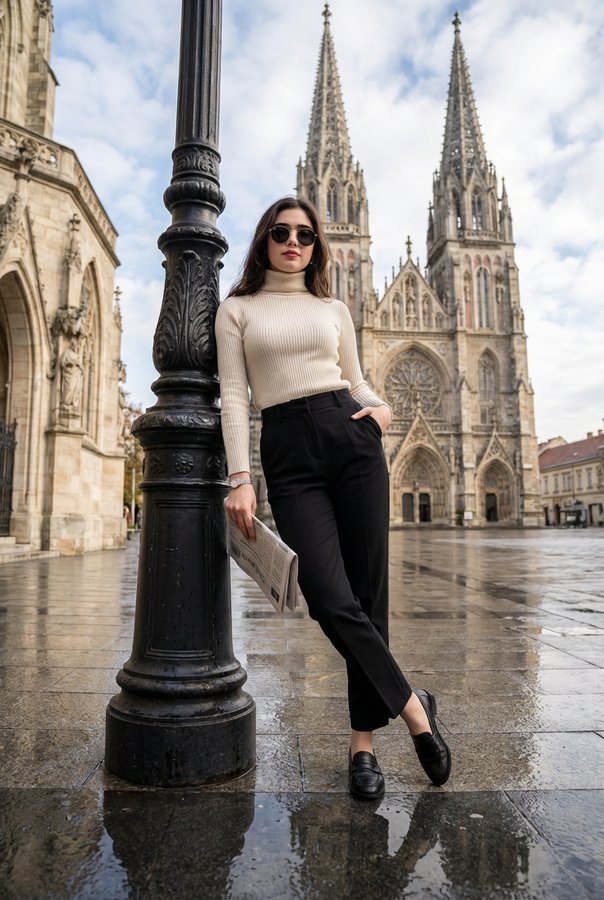 Gotik Katedralli Sinematik Erkek Portre Görseli Prompt Görseli