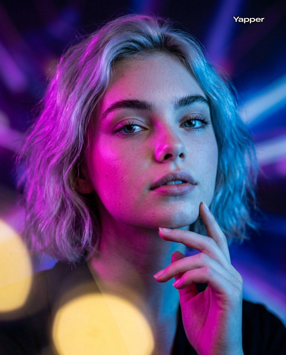 Neon Işıklar Altında Genç Kadın Prompt Görseli