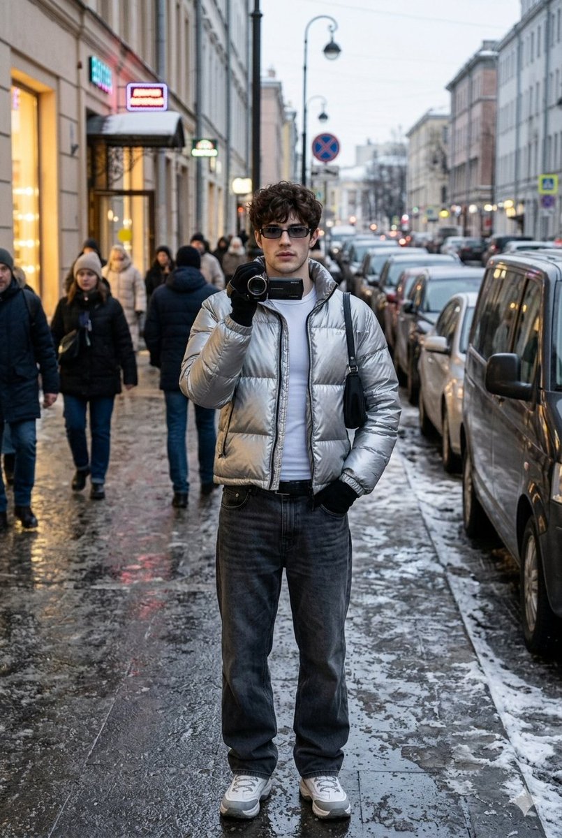 Ultra Gerçekçi Kış Sokak Reporter Pozu Prompt Görseli