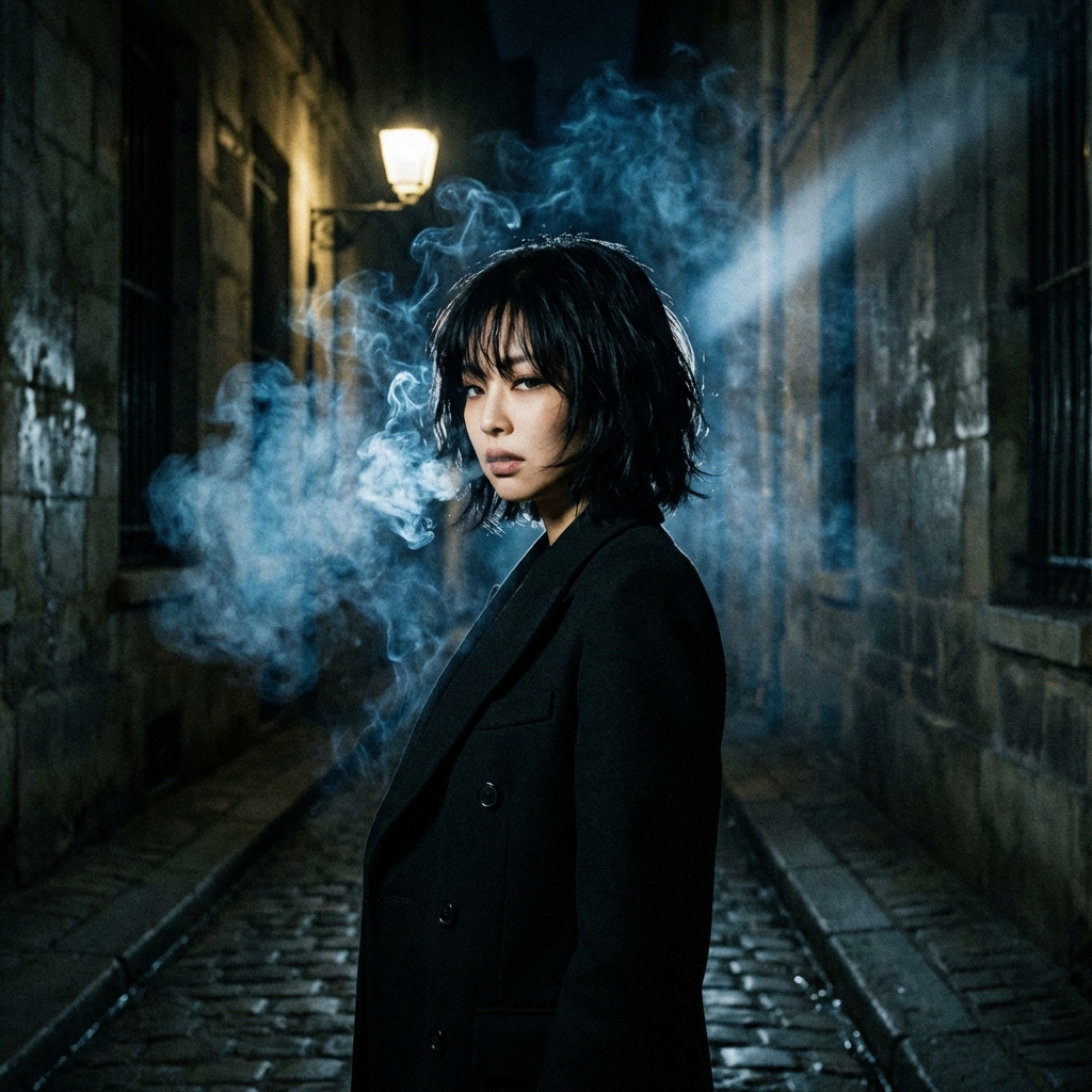 Sinematik Film Noir Gece Portresi Prompt Görseli