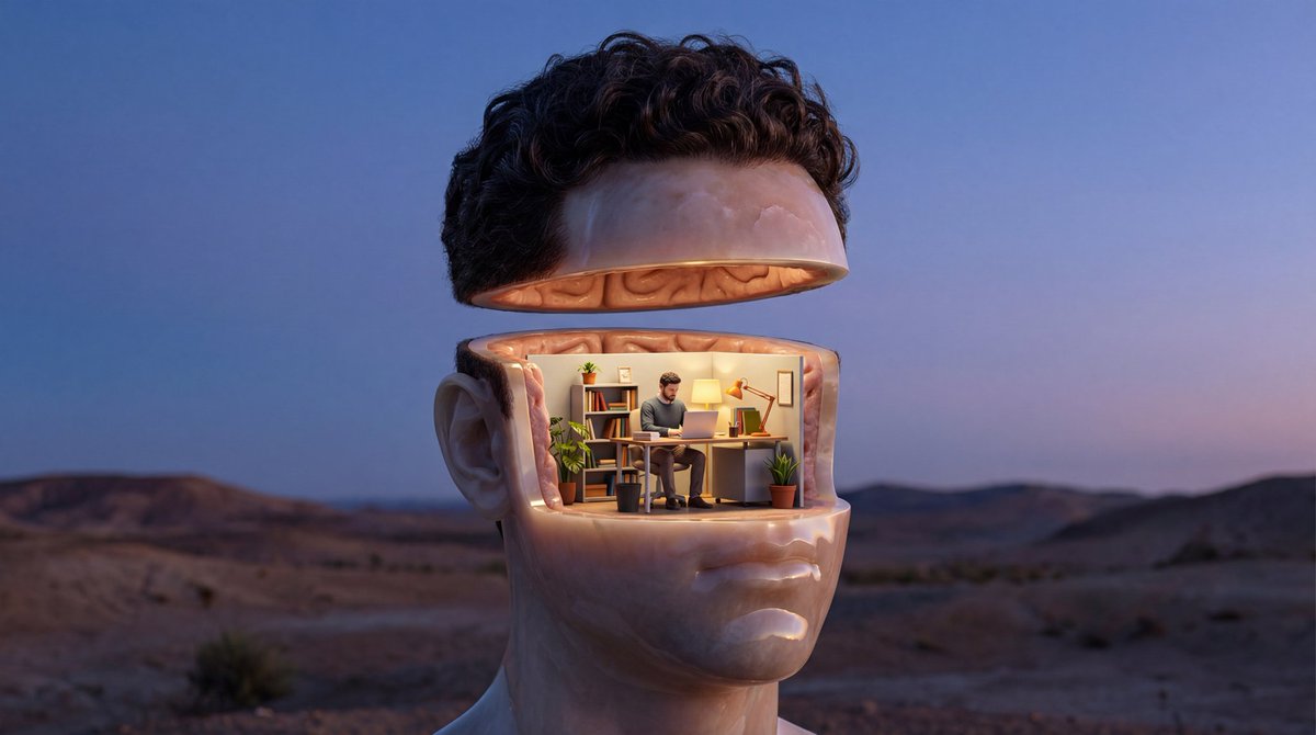 Sürreal Kafanın İçinde Gizli Dünya Prompt Görseli