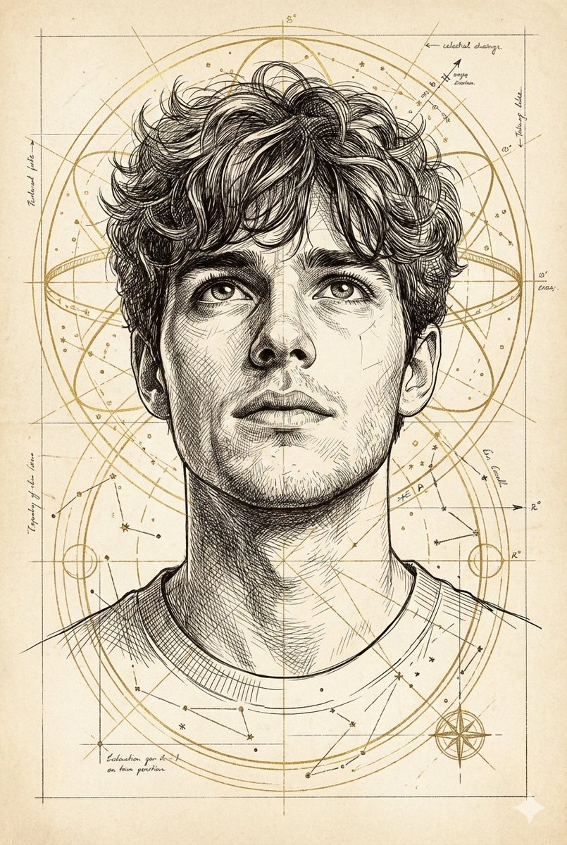 Umutlu Bakışlı Genç Adam Teknik Portresi Prompt Görseli