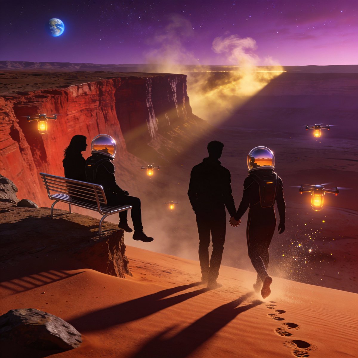 Mars Kanyonunda Romantik Çiftler Prompt Görseli