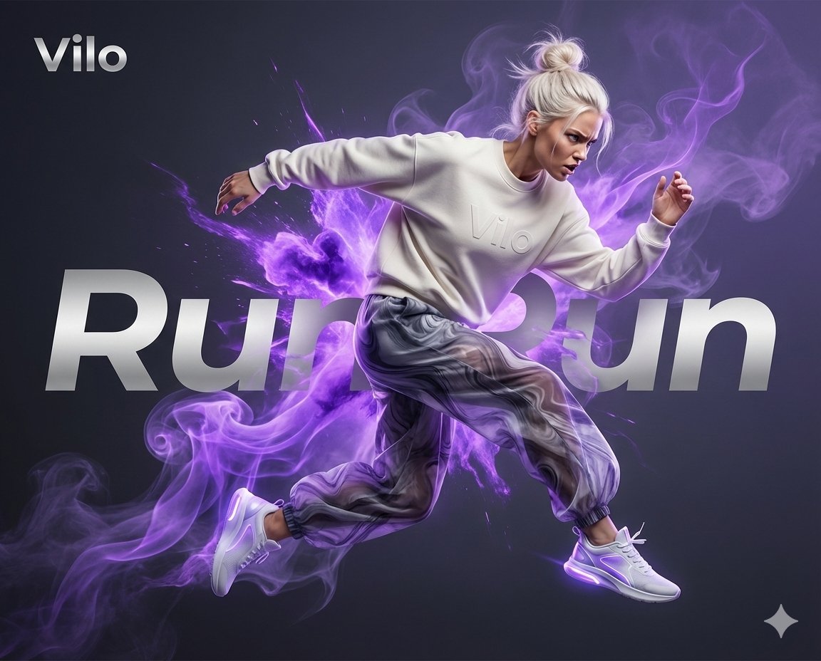 Dinamik Atletik Kadın Atlayış Reklamı Prompt Görseli