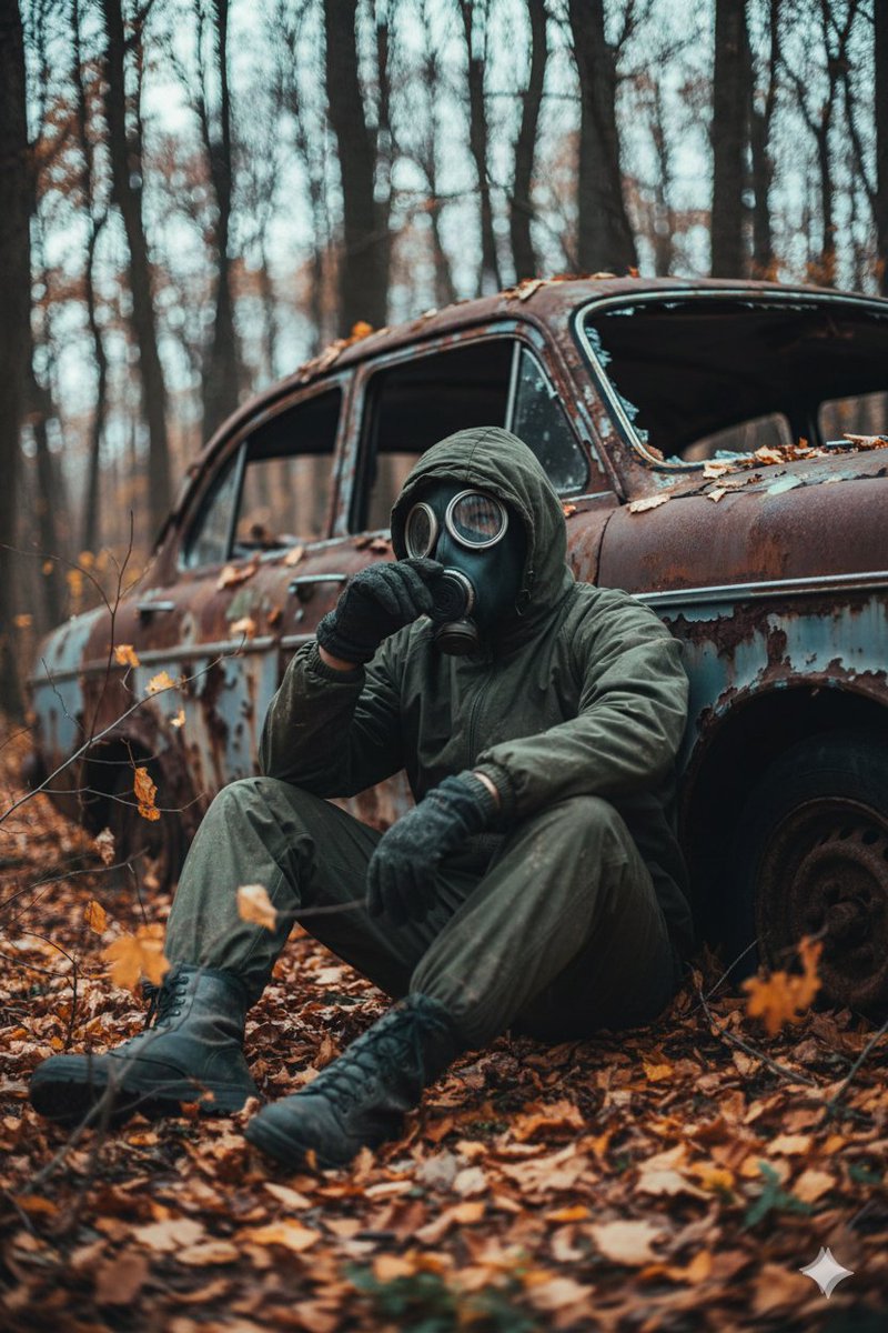 Kıyamet Sonrası Ormanda Yalnız Hayatta Kalan Prompt Görseli