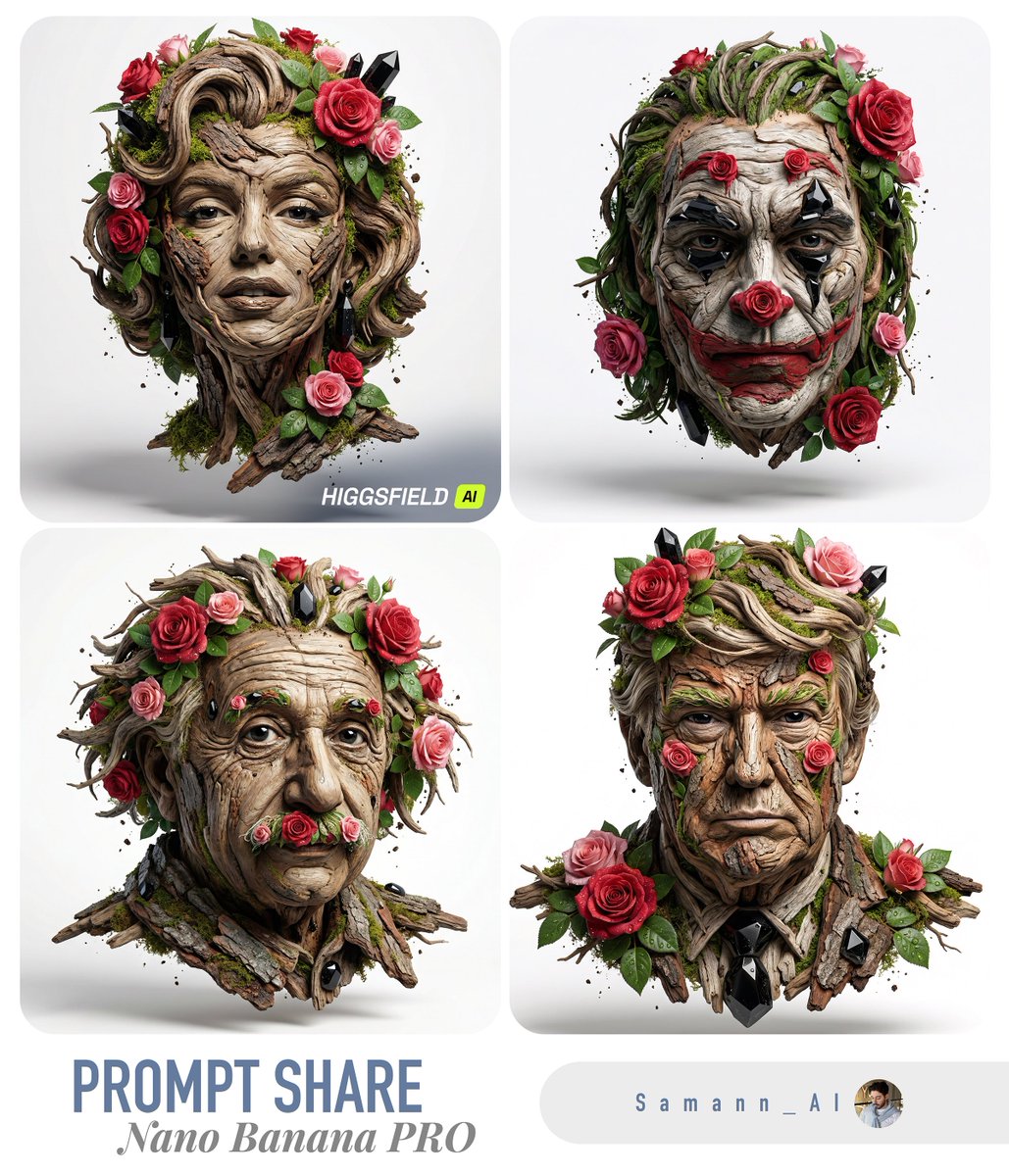 Doğadan İlham Alan Heykel Portre Tasarımı Prompt Görseli