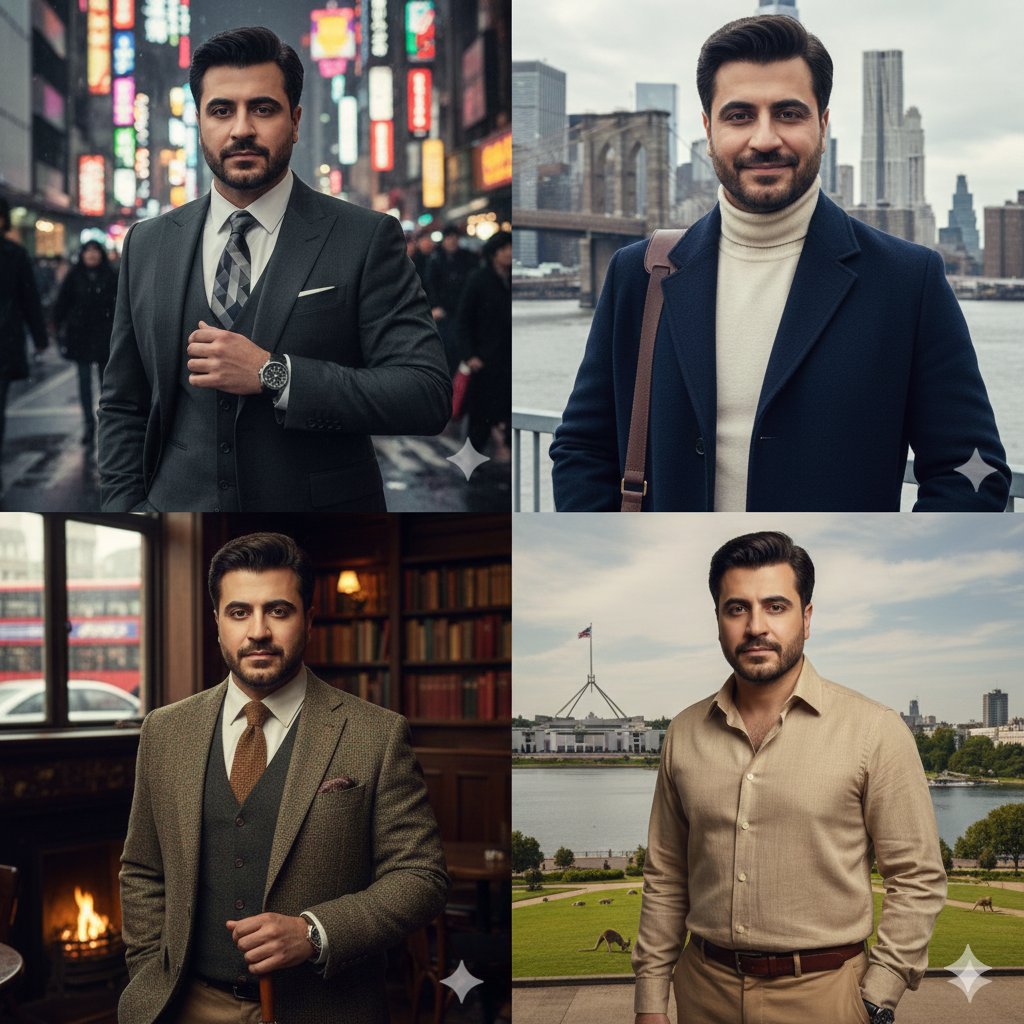 Dört Şehirde Stil Kolajı Prompt Görseli