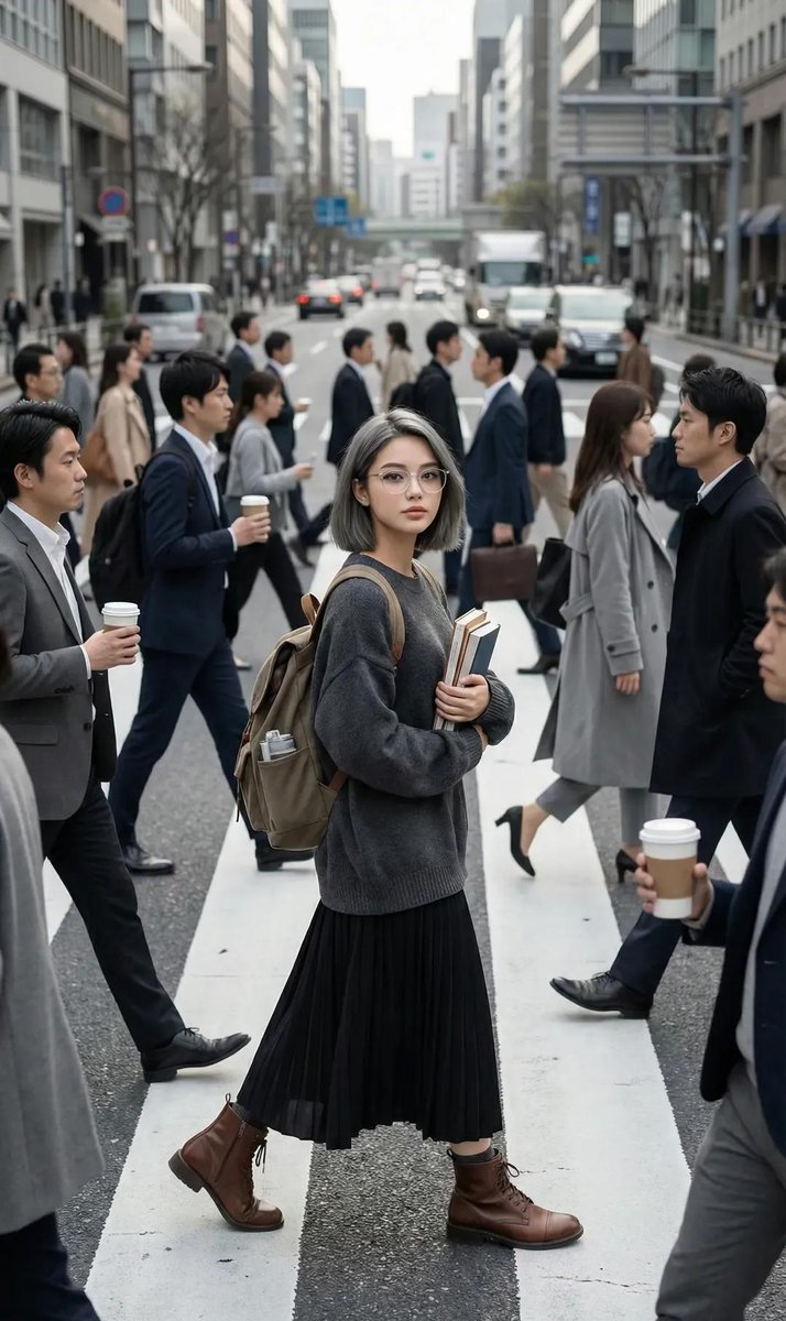 Kalabalıkta Duran Kadın Prompt Görseli