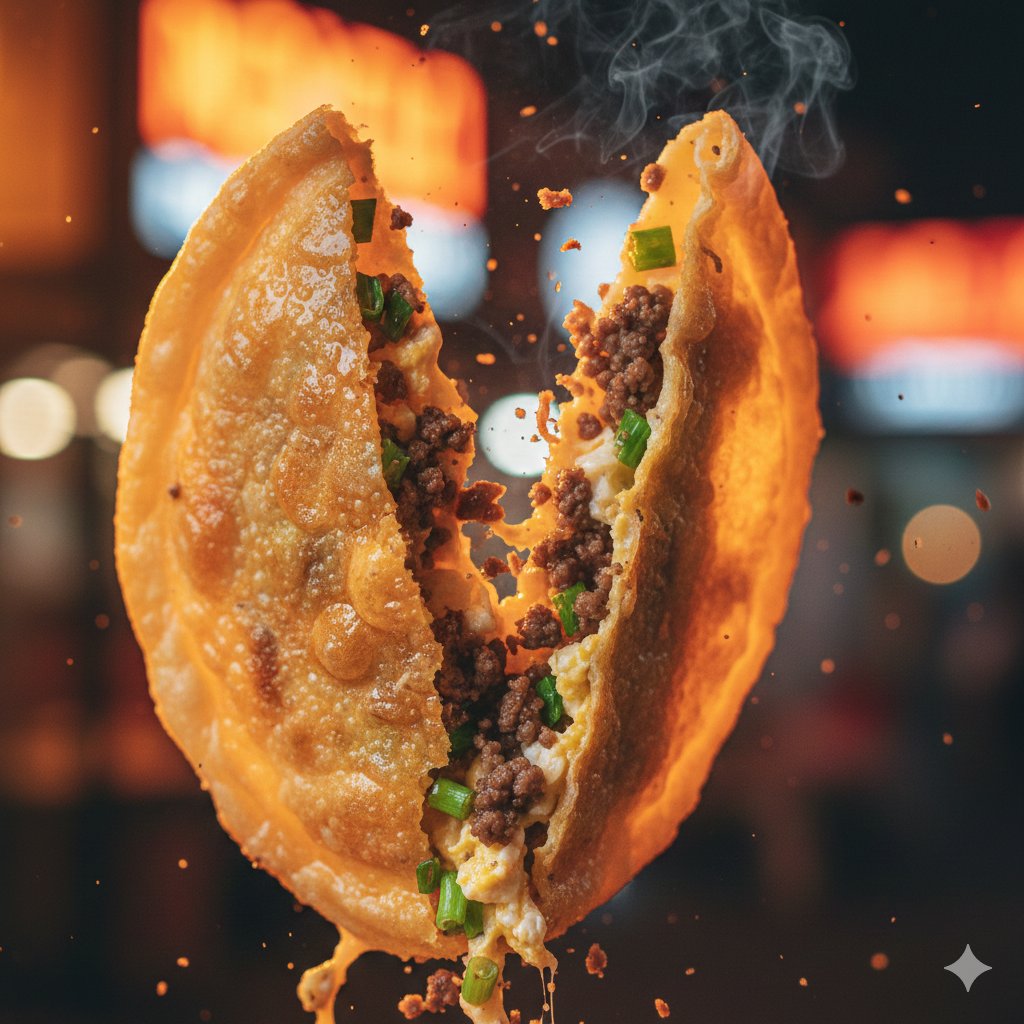 Havada Yırtılan Çıtır Martabak Fotoğrafı Prompt Görseli