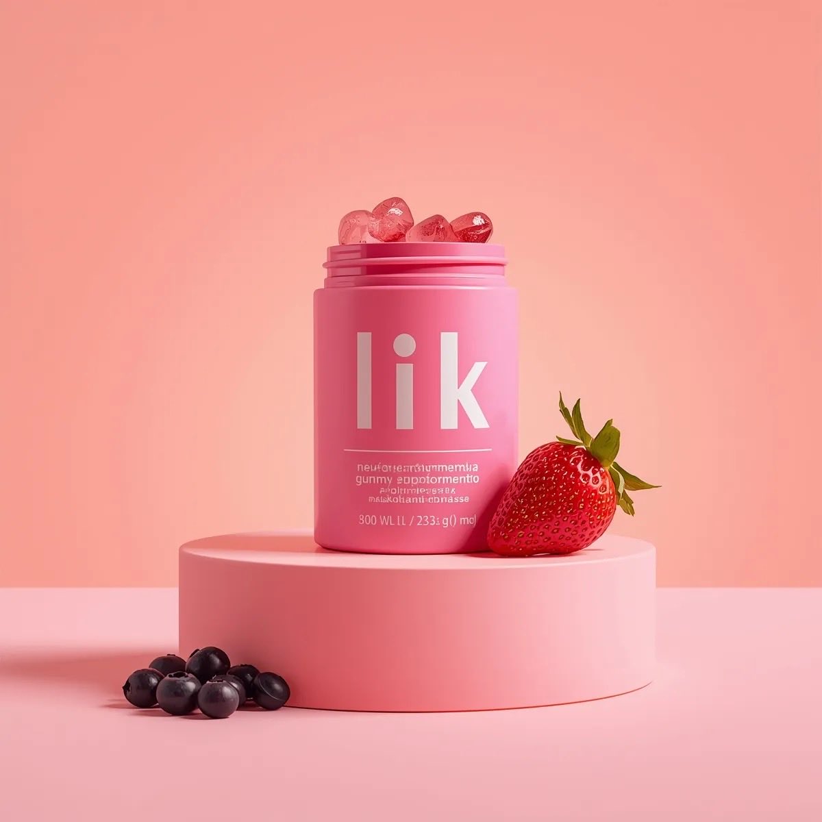 Pembe Vitamin Kavanozları 3D Görselleri Promptu Prompt Görseli