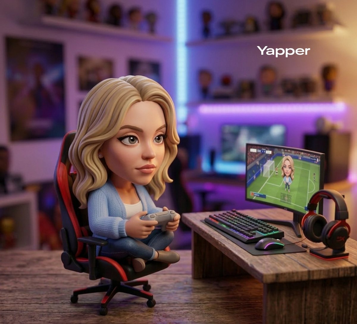 Futbolcu Figürinli Oyun Masası Sahnesi Prompt Görseli