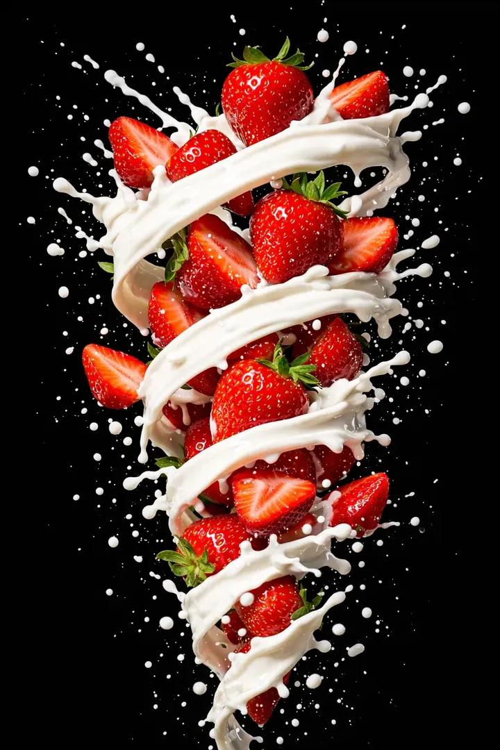 Çilekli Dikey Tornado Kompozisyonu Prompt Görseli