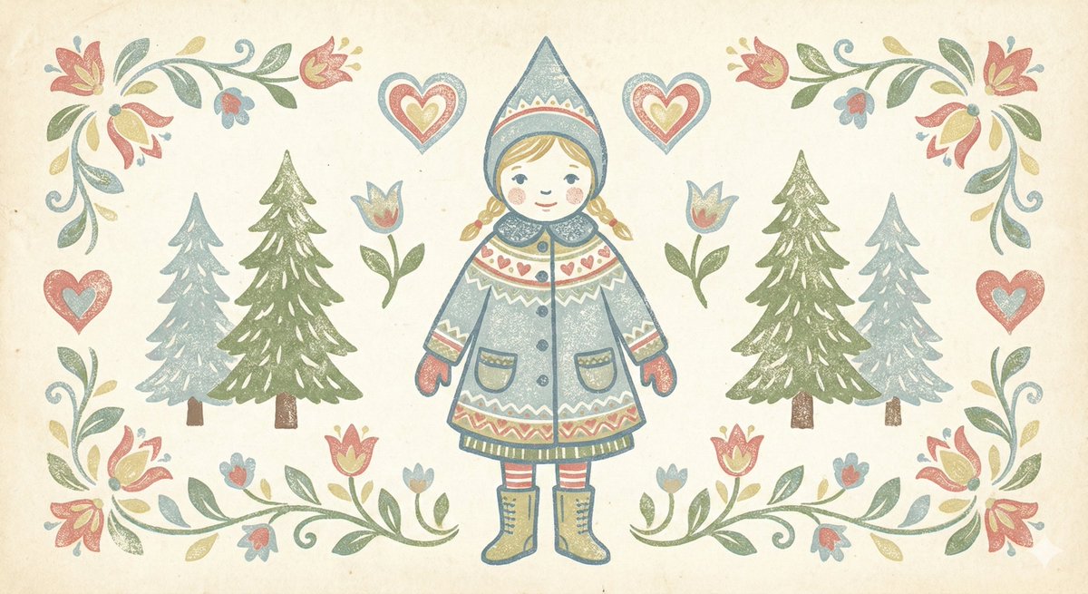 İskandinav Halk Sanatı Tarzında Tasvir Prompt Görseli