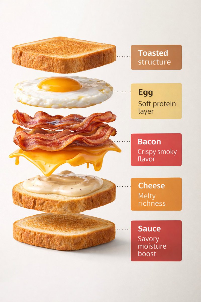 Kahvaltı Sandviçinin Patlayan Görünümü Prompt Görseli