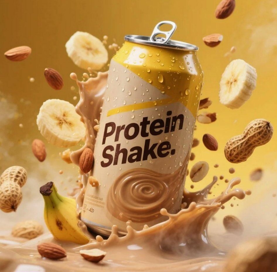 Protein Shake ve Enerji İçecekleri Reklamları Prompt Görseli