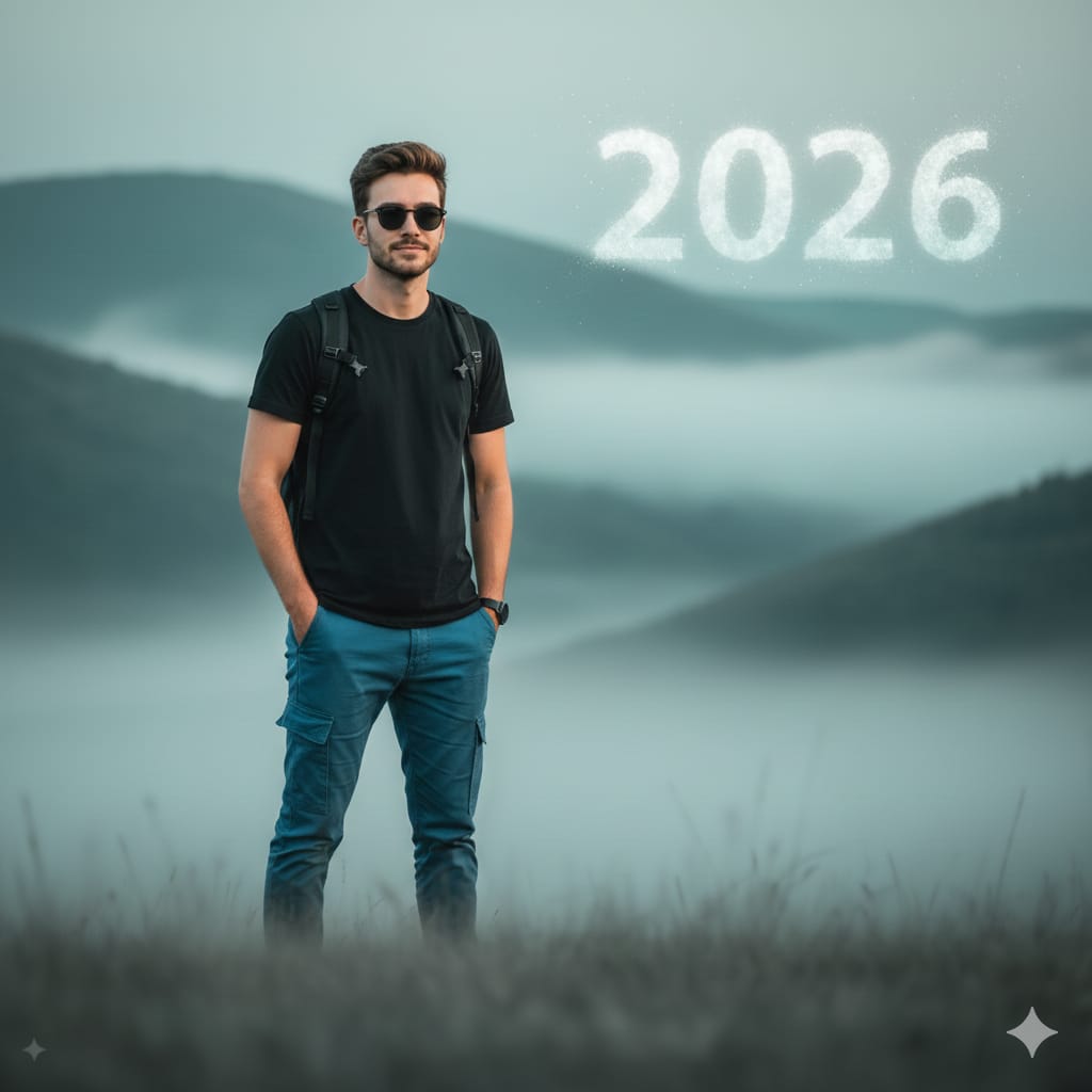 Dağ Manzarasında Sinematik Erkek Portresi Promptu Prompt Görseli