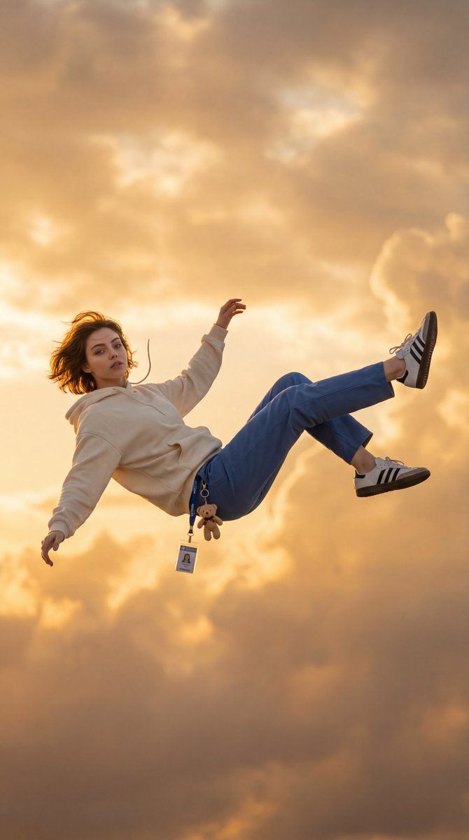 Gökyüzünde Düşen Kız Çekimi Promptu Prompt Görseli