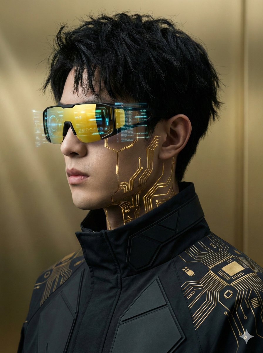 Siberpunk Kadın Portresi Altın Temalı Prompt Görseli