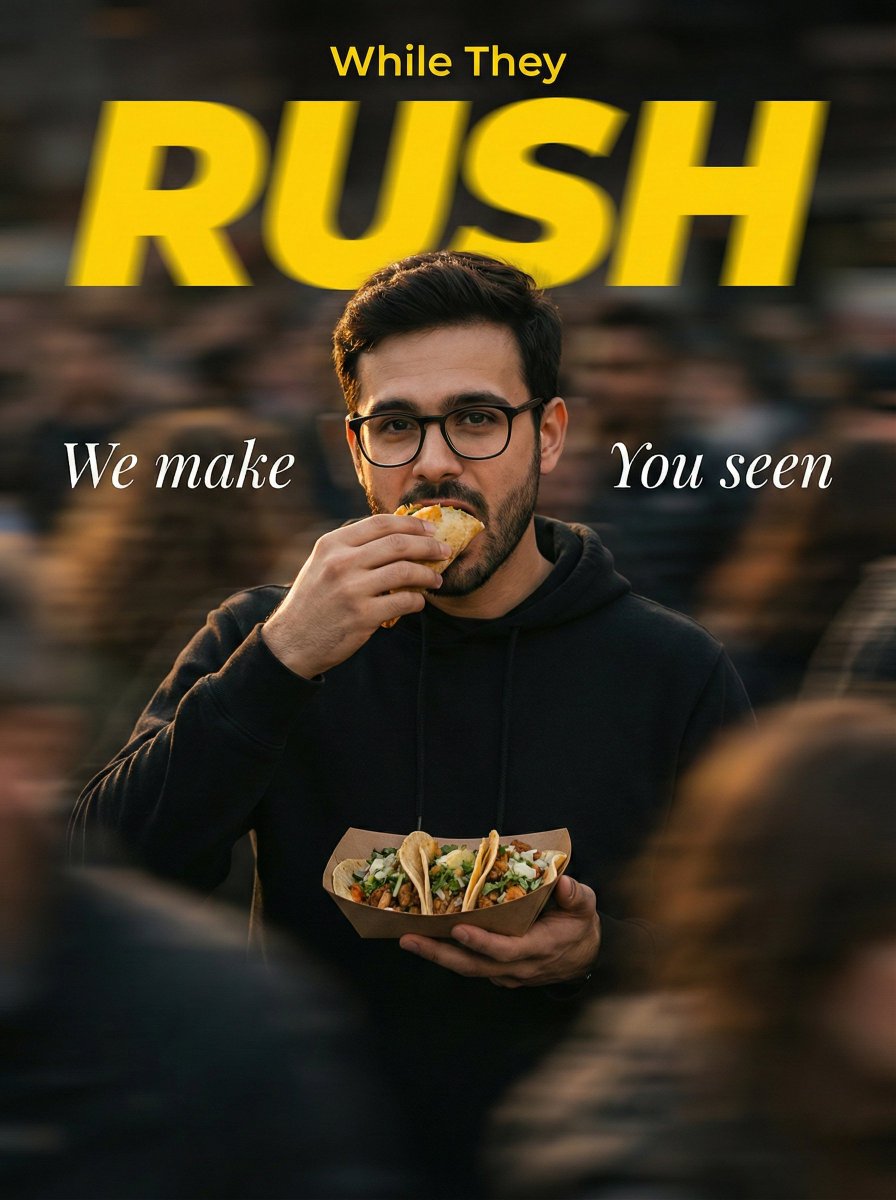 Siyah Kapüşonlu Genç Taco Yeriyor Prompt Görseli