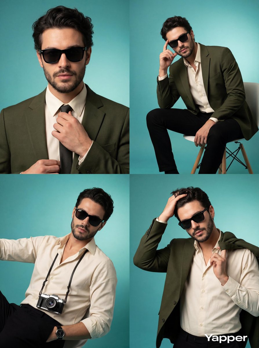 Stüdyo Moda Fotoğrafı 2x2 Kolajı - Gemini Yapay Zeka Görseli