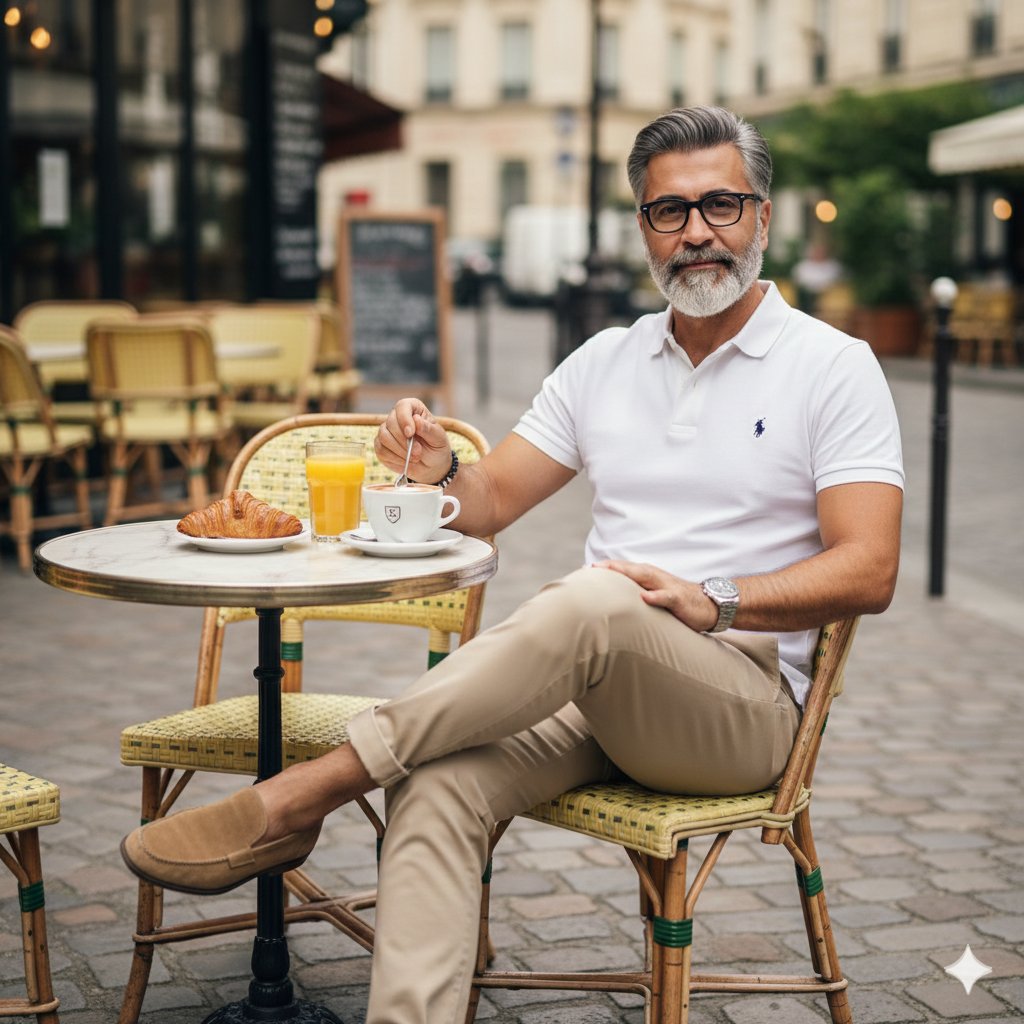 Paris Kafesinde Şık Adam - Gemini Yapay Zeka Görseli