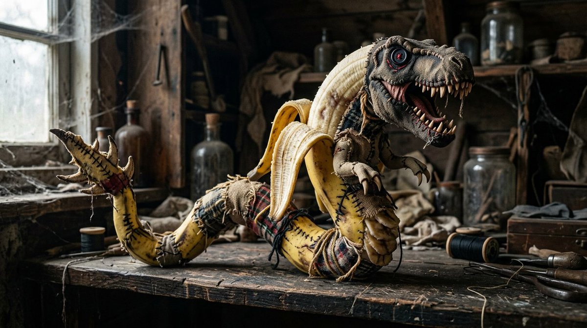 Muz Bebek T-Rex Canavarı Fotoğrafı Prompt Görseli
