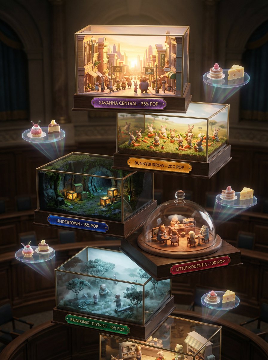 Zootopia 3D Minyatür Görselleştirme - Gemini Yapay Zeka Görseli