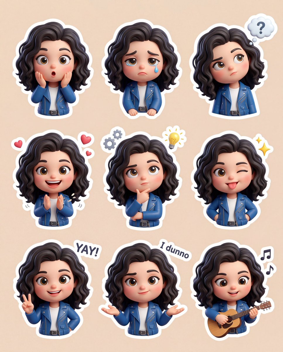 Sevimli Chibi Karakter 3D Çıkartma Seti - Gemini Yapay Zeka Görseli
