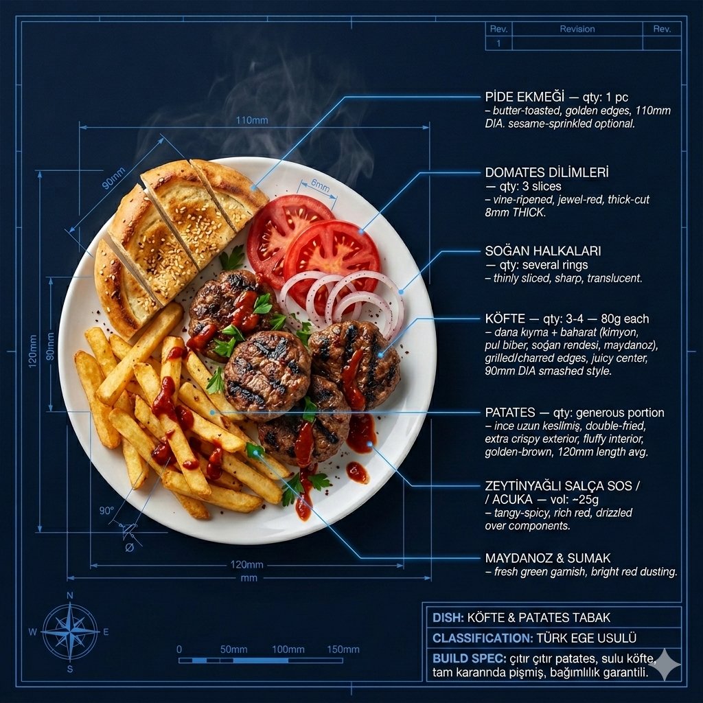 Köfte ve Patates Mimari Planı - Gemini Yapay Zeka Görseli