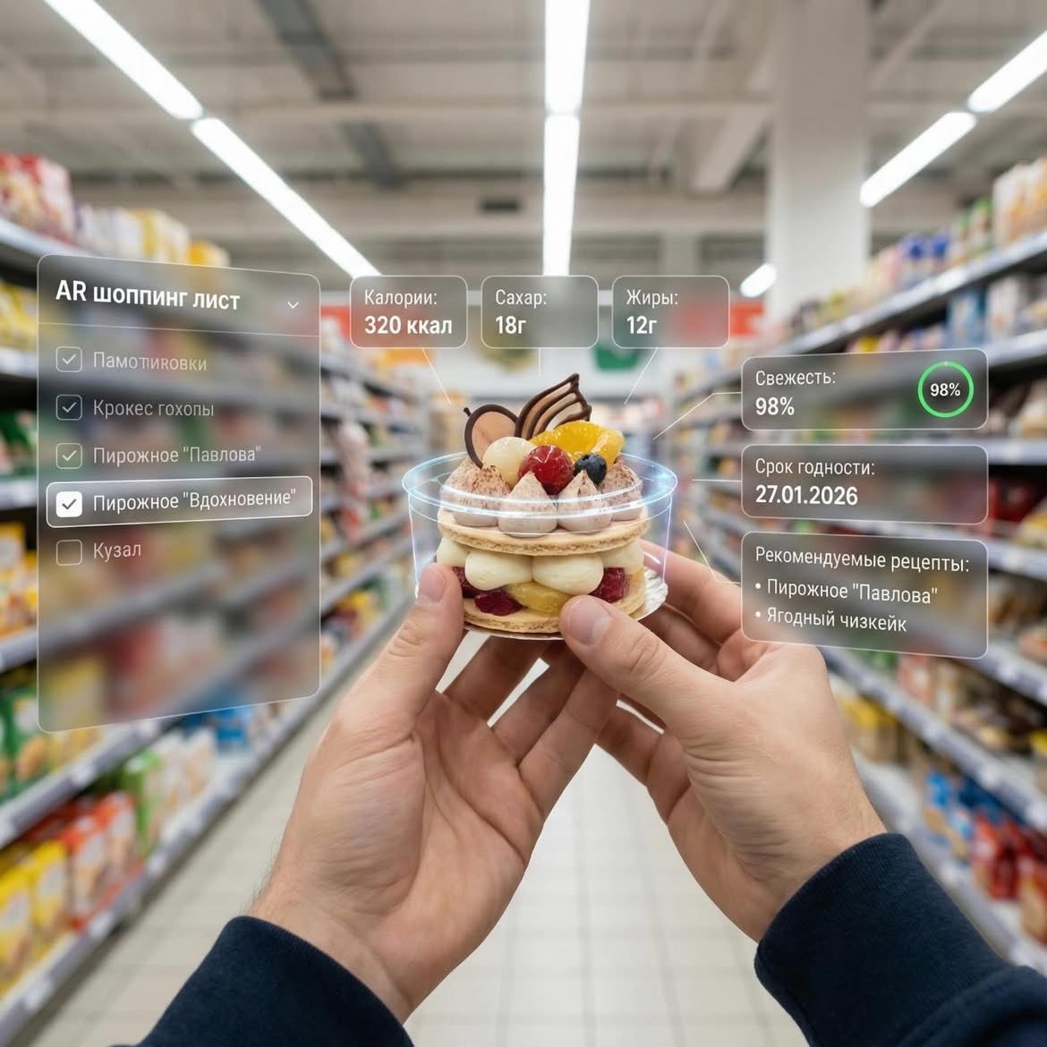 Süpermarket Ürünleri için AR Arayüzü Görselleri - Gemini Yapay Zeka Görseli
