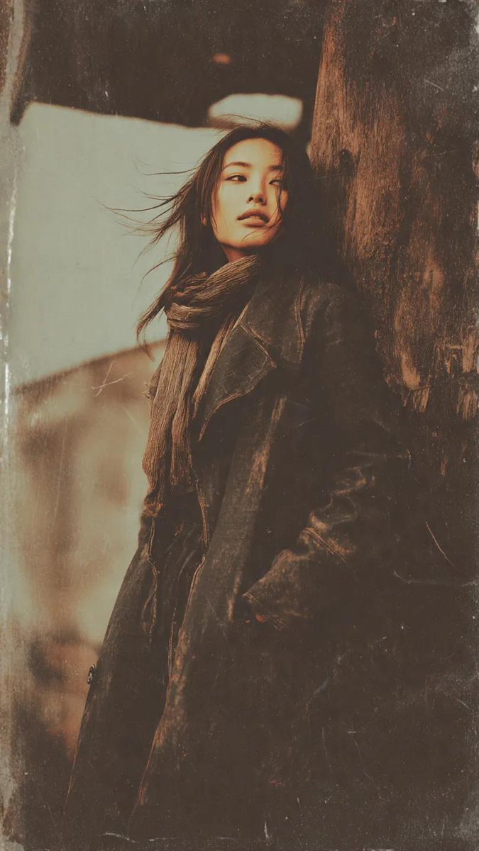 Nostaljik Grunge Japon Kadın Portresi - Gemini Yapay Zeka Görseli